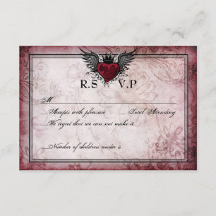 Vintage Urban Tattoo Winged Heart RSVP Cards