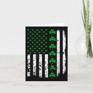 Vintage Us A Flag, St Patricks Day Lucky Shamrock Card