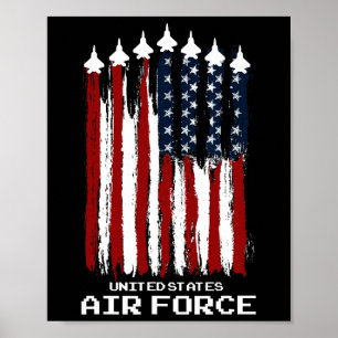 Vintage Us Air Force Veterans Usa American Flag 4t Poster