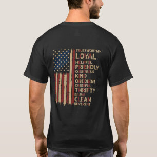 Vintage US America Flag Scouting Scout Law T-Shirt