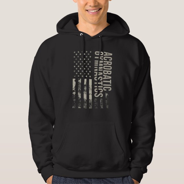 Vintage US American Flag Acrobatic Gymnastics_1 Hoodie (Front)