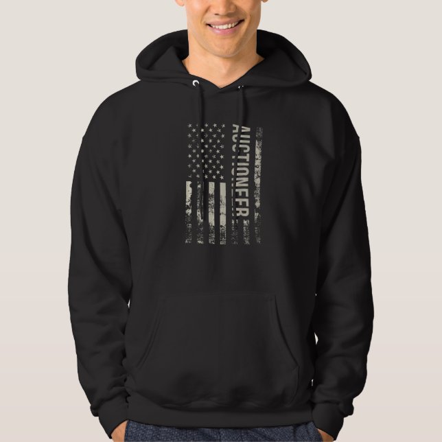 Vintage US American Flag Auctioneer Premium Hoodie (Front)