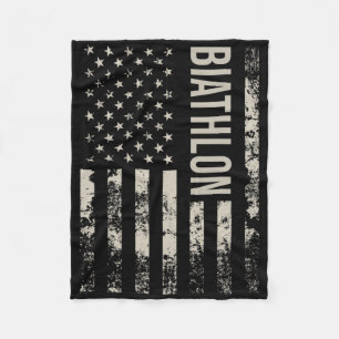 Vintage Us American Flag Biathlon Fleece Blanket