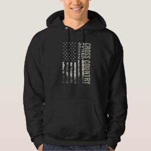 Vintage US American Flag Cross-Country Skiing Prem Hoodie