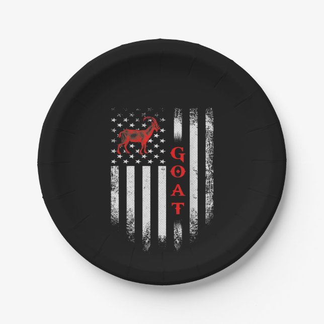 Vintage US American Flag Goat Paper Plate (Front)