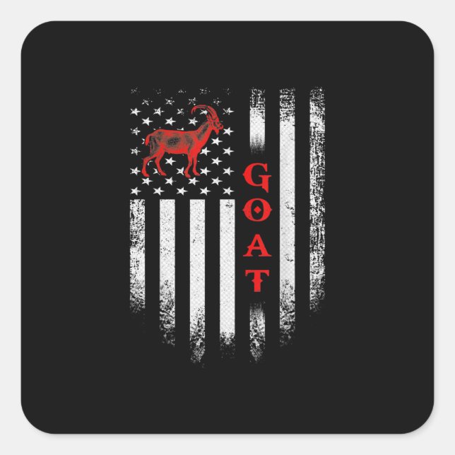 Vintage US American Flag Goat Square Sticker (Front)