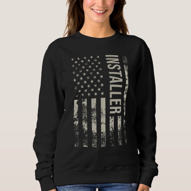 Vintage US American Flag Installer Sweatshirt (Front)