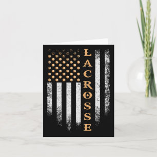 Vintage Us American Flag Lacrosse Player Patriotic Card