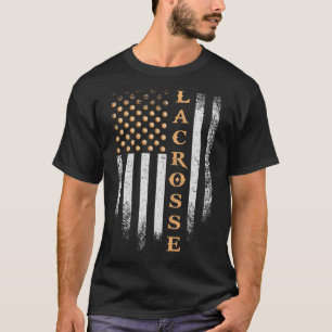 Vintage Us American Flag Lacrosse Player Patriotic T-Shirt