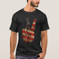 Vintage US American Flag Peace Sign Hand 4th Of Ju