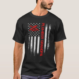 Vintage US American Flag Plumber Grandpa Plumbing T-Shirt