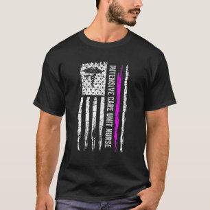 Vintage US American Flag Proud ICU Intensive Care T-Shirt