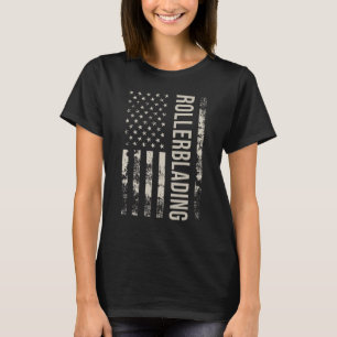 Vintage US American Flag Rollerblading T-Shirt