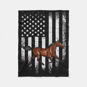 Vintage Us American Flag Standardbred Horse Horseb Fleece Blanket
