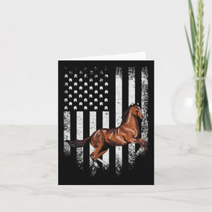 Vintage Us American Flag Thoroughbred Horse Horseb Card