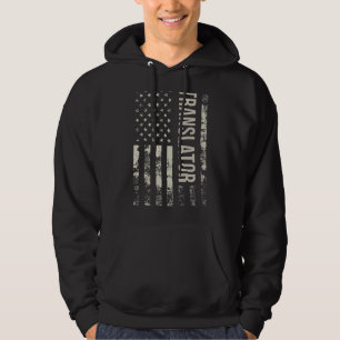 Vintage US American Flag Translator Hoodie