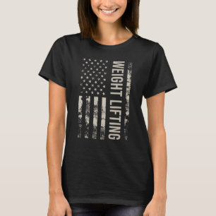Vintage US American Flag Weight Lifting T-Shirt