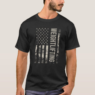 Vintage US American Flag Weightlifting Premium T S T-Shirt