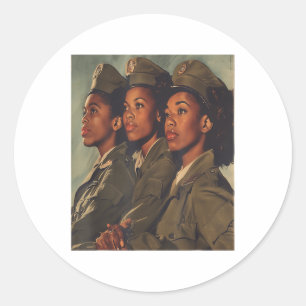Vintage Us Army Black Sisterhood Women Soldiers Mi Classic Round Sticker