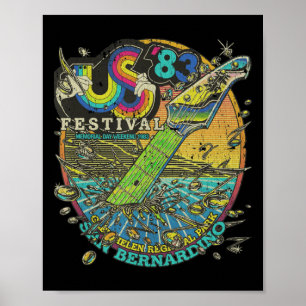 Vintage US Festival 1983 Colourful Rainbow Music F Poster