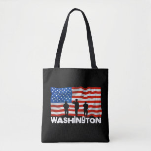 Vintage US Flag American City Washington Tote Bag