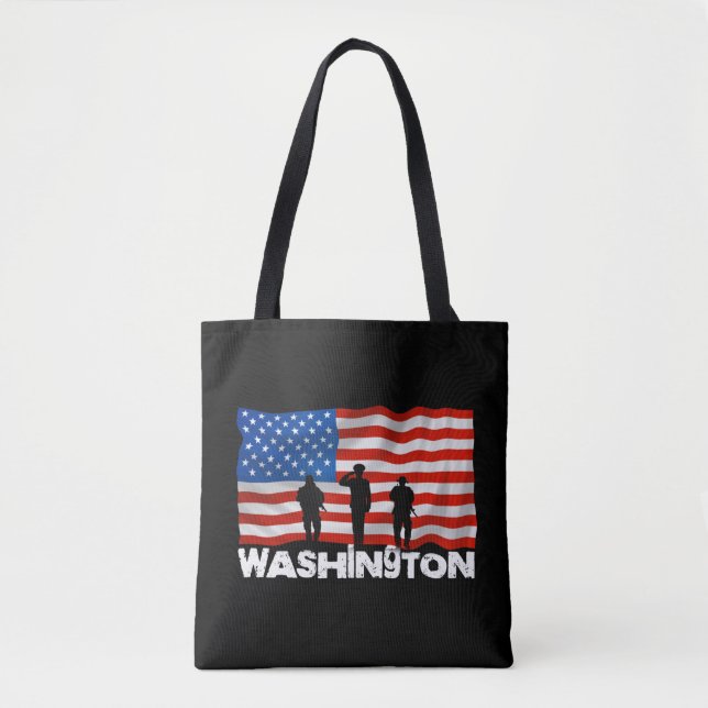 Vintage US Flag American City Washington Tote Bag (Front)