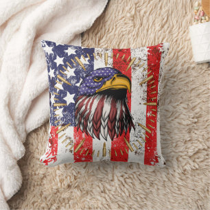 Vintage US Flag American Eagle Cushion