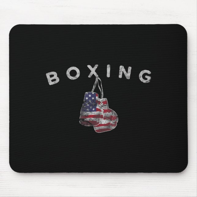 Vintage US Flag Boxing Gloves Mouse Mat (Front)