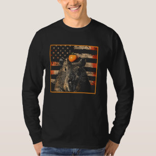 Vintage US Flag Capybara Meme 4th July Kids Men Wo T-Shirt