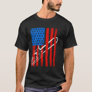 Vintage Us Flag Chainsaw Cute Woodworker Funny Log T-Shirt