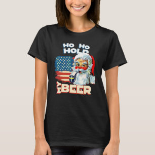 Vintage Us Flag Christmas In July Santa Ho Ho Hold T-Shirt