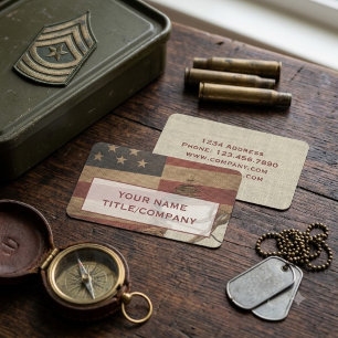 Vintage US Flag Company Name Business Card