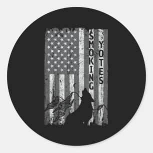 Vintage US Flag Coyote Hunting Hunter Tee Hunters  Classic Round Sticker