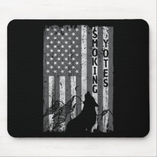 Vintage US Flag Coyote Hunting Hunter Tee Hunters Mouse Mat