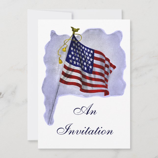 Vintage US Flag Custom Party Invitations (Front)
