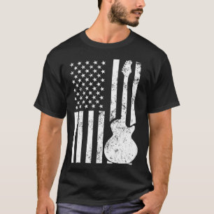 Vintage US Flag Guitar Dad Patriotic Guitarist For T-Shirt