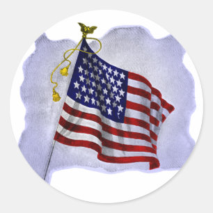 Vintage US Flag in Patriotic Colours Classic Round Sticker