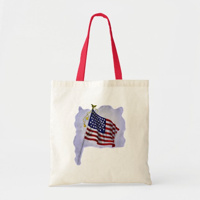 Vintage US Flag in Patriotic Colours Tote Bag (Front)