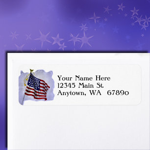 Vintage US Flag in Patriotic Custom Address Label