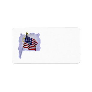 Vintage US Flag in Patriotic Label
