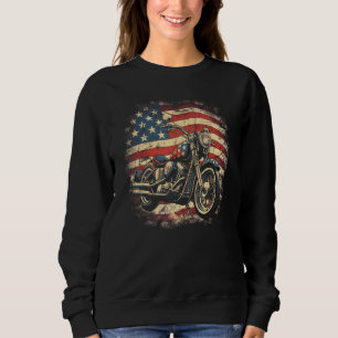 Vintage US Flag Motorcycle USA Retro Biker Sweatshirt