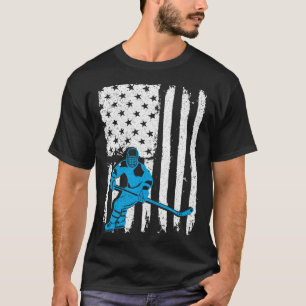 Vintage US Flag Patriotic American Hockey Player S T-Shirt