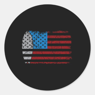 Vintage Us Flag Surfer Surfing Board Beach Surf Lo Classic Round Sticker