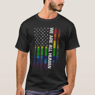 Vintage Us Flag We Are Human Pride Ally Lgbt Gay P T-Shirt