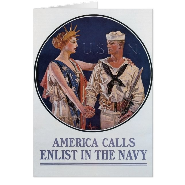 Vintage US Navy America Calls Recruiting poster (Front)