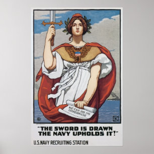 Vintage US Navy The sword is Drawn Poster