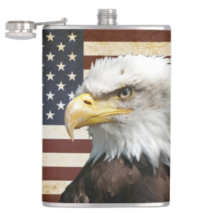 Vintage US USA Flag with American Eagle Flask