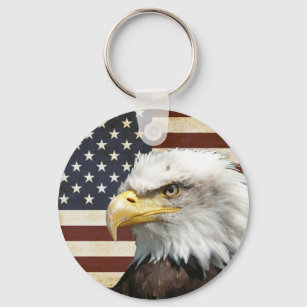 Vintage US USA Flag with American Eagle Key Ring