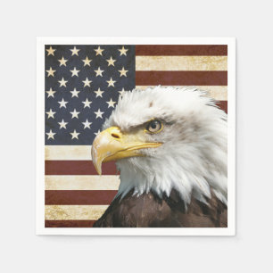 Vintage US USA Flag with American Eagle Napkin
