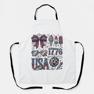 Vintage USA 1776 Patriotic Summer Shirt Design_1 Apron